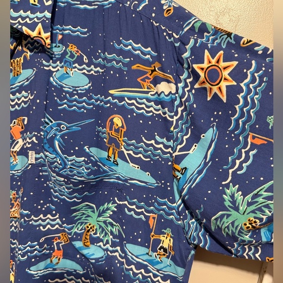 John Severson Collection by Kahala Vtg Blue Hawaiian Shirt with Golf Print Large - Picture 6 of 15